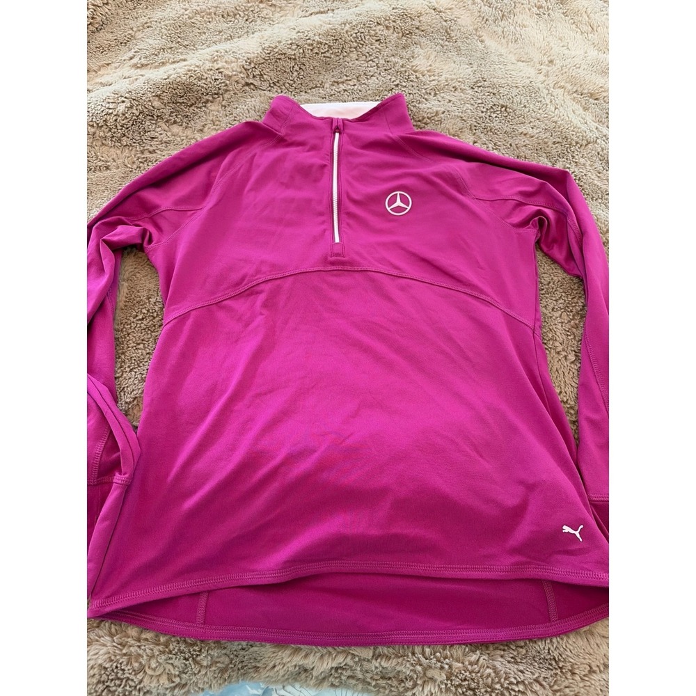 Puma Mercedes Benz Golf Womens Quarter Zip Pullover Pink Magenta Size M